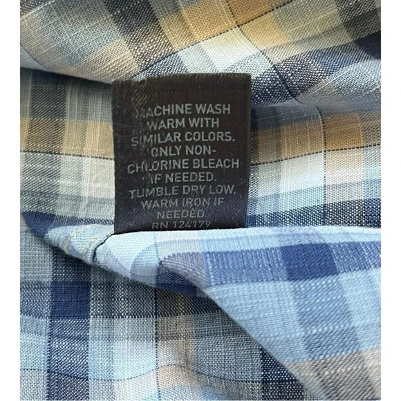 Johnston & Murphy Tailored Fit Plaid Short Sleeve Button Down Men Size Large - Picture 9 of 9